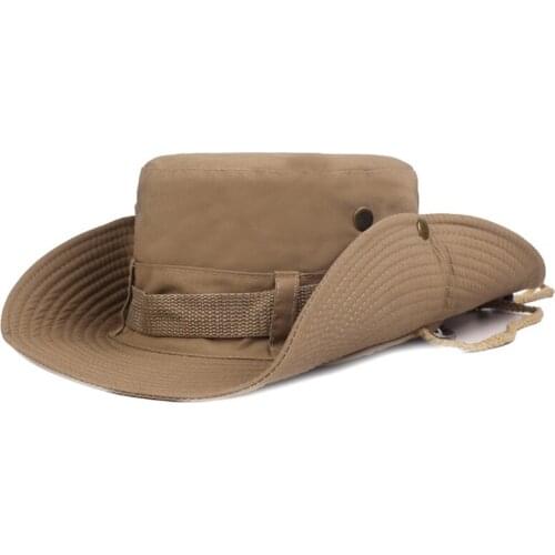 Summer Solid Bucket Hats For Mens Fisherman Hats With Wide Brim Sun Fishing Bucket Hat Breathable Mesh Polyester Sun Hat