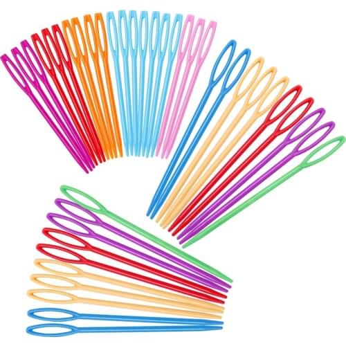 KAOBUY 40PCS Large Eye Plastic Needles Plastic Lacing Needles Safety Learning Needles For Kids And Sewing Handmade Crafts