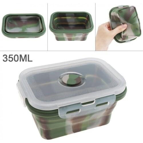 Portable Rectangle Silicone Scalable Folding Lunchbox Bento Box with Silicone Sealing Plug for - 40 Centigrade ~ 230 Centigrade
