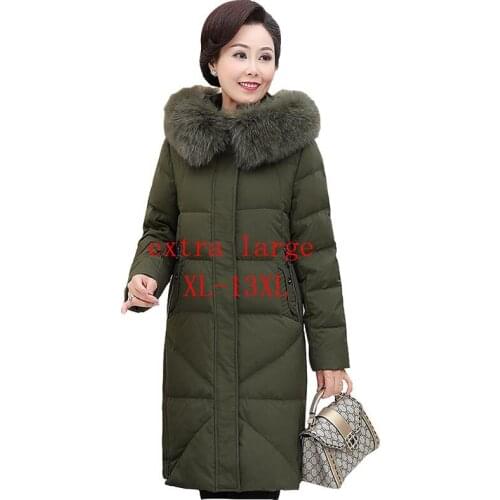 White Duck Down Jackets Plus Size13XL Down Jacket Women Winter Parkas Thicken Coat With Hood Women Extra White Duck Down Jackets