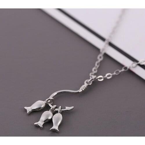 Daisies Simple New Pure 925 Sterling Silver Womens Necklaces & Pendants Personalized Hooks Three Fish Choker Necklace