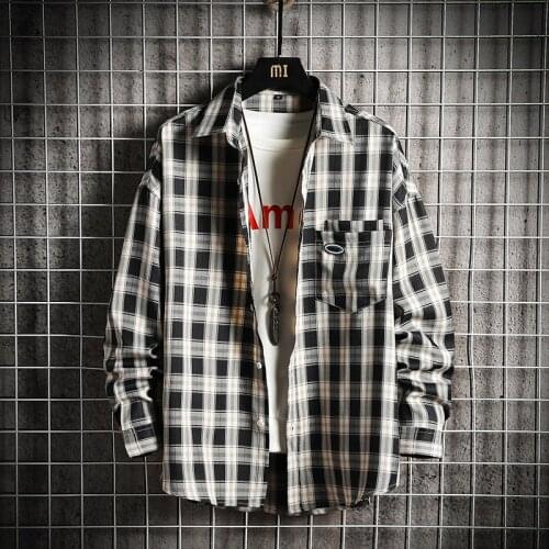 New Fashion Mens Autumn Long Sleeve Korean Plaid Shirt Soft Loose Casual Fit Styles Loose