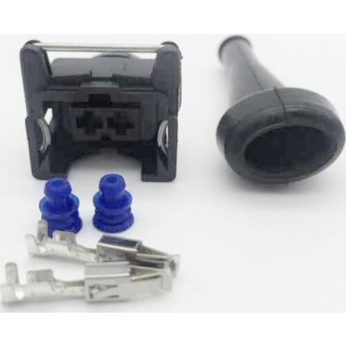 10/30/50/100pcs/lot EV1 2 Pin/Way Female Fuel Injector Connector Plug With RUBBER BOOT For Siemens Deka BMW toyota saab GMC e30