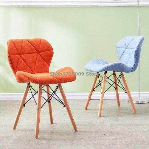 Nordic solid wood dining chair butterfly chair simple modern fabric chair home computer chair backrest stool makeup desk chair