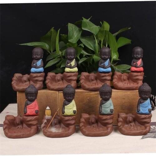 Creativity The Young Monk Incense Cones Burner Small Buddha Censer Handmade Porcelain Buddhism Censer Incense Stick Holder