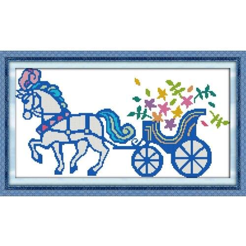 Everlasting Love Carriage Chinese Cross Stitch Kits Ecological Cotton Stamped Printed 11CT DIY Gift Wedding Decoration For Home