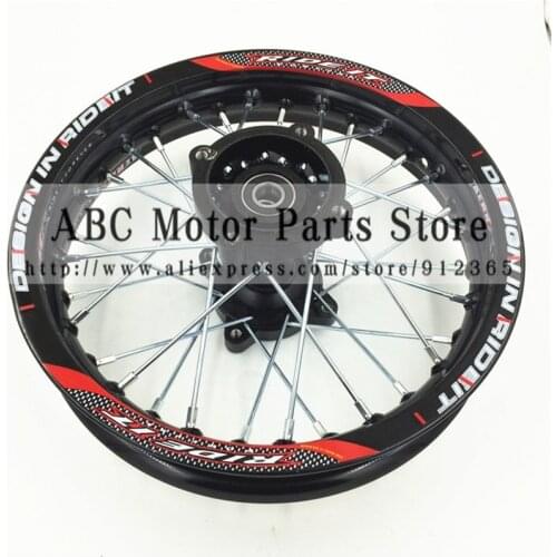 Dirt bike Black 12mm or 15mm Axle 1.85x12" Inch Rear Wheel Rim PIT PRO Pit Bike