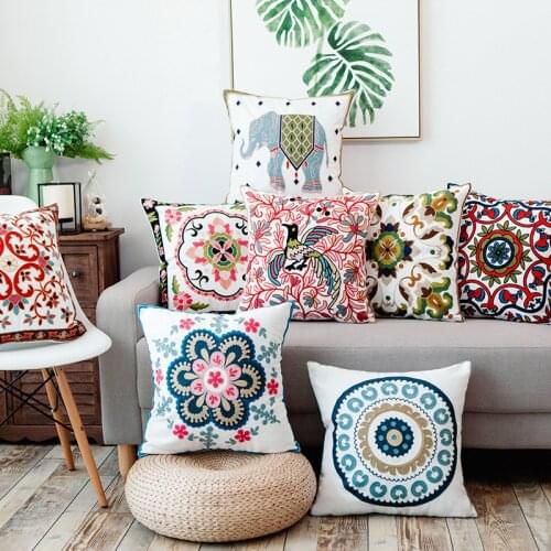 Embroidered Floral Cushion Cover Decorative Pillow Case For Living room Sofa Home Decor Pillowcase Decorative Cushion Cover