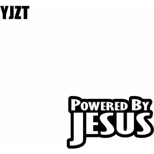 YJZT 17.8CM*10.8CM POWERED BY JESUS Vinyl Car Motorcycle Sticker Decals Black/Silver C13-000229