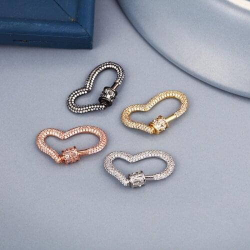 Geometric Heart Shape Rhinestone End Connector Clasp Clips Buckles DIY Jewelry Making Clasp Snap Hooks Accessories Supplies