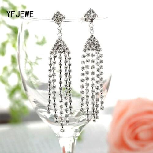 YFJEWE Brand Design New Tassel Luxury Long Earring Gem Rhinestone Earrings Top Quality Women Christmas Gift Jewelry #E246