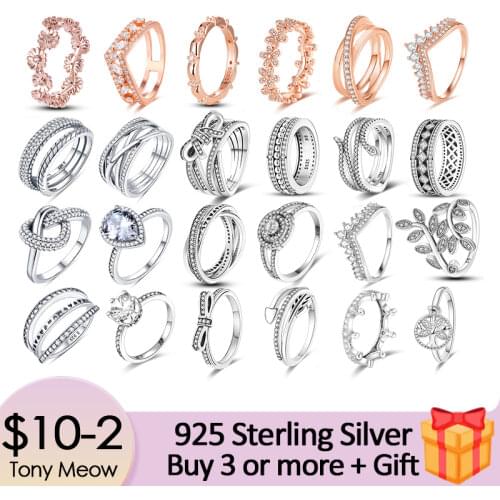 Anel 925 Sterling Silver & Rose Gold Heart Daisy Flower Geometric Ring For Women Original 925 Silver Rings Brand Jewelry Gift