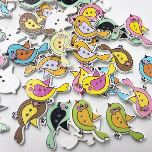Wooden Sewing Buttons Scrapbooking Bird shape 2 Holes 30mm Costura Botones Decorate WB571