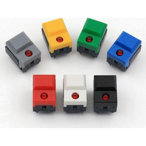 10Pcs PB86-A1 Red LED 6Pin Momentary PCB Mount SPDT Square Push Button Tact Switch For Stage Equipment Control