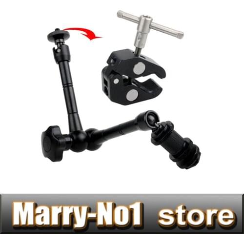 2 in 1 11 inch Articulating Magic Arm + Large Super Clamp for 5D4 5D3 Camera Camcorder LCD Monitor LED Light DSLR Rig Movie Kit