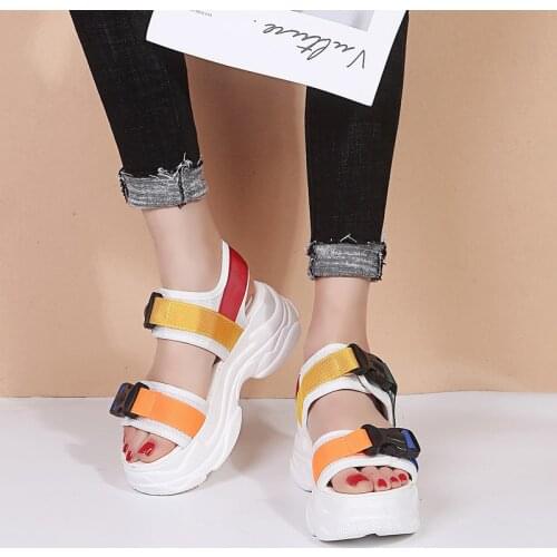 2019 New Fashion Women Platform Sandals Ladies Casual Peep-toe Wedges Shoes Woman Sandalias Mujer Black White EU35-40