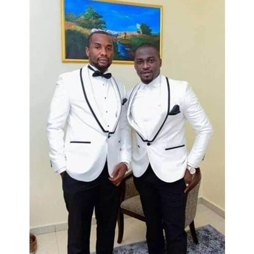 2021 Custom Made White Men Slim Fits Grooms Suits (Jacket+Pants) Wedding Suits Tuxedos for Men Formal Prom Suits Classic Designs