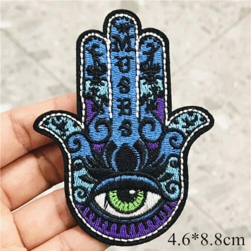 5Pcs/Set Cool Eye Punk Palm Embroidery Patches for Clothing Appliques Stickers Iron On Bags Kid Dress Decoration Western Style