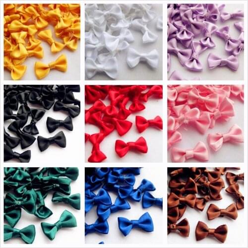 50pcs Handmade DIY Small Polyester Satin Ribbon Bow Tie Wedding Scrapbooking Embellishment Crafts Accessory Decoration