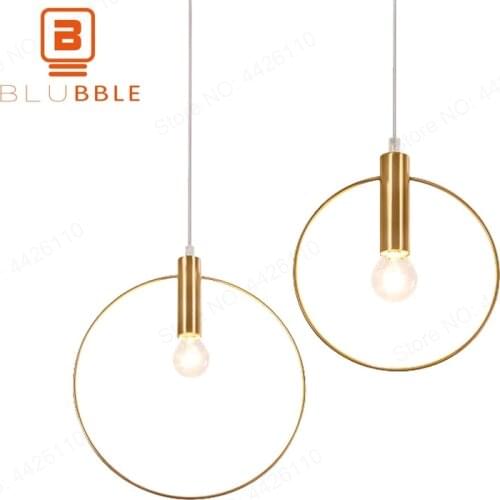 BLUBBLE Vintage Antique Golden Circle Pendant Lights Originality Plated Vacuum Modern Led lamp Bar Counter Hanglamp Simple