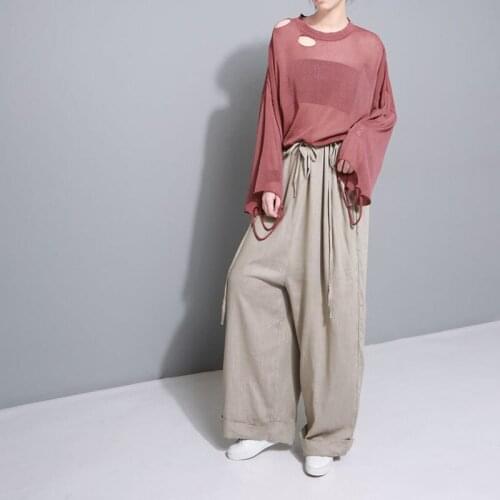 Vadim Flat Mid Palazzo Pants Wide Leg Pants Women Real Free Shipping 2020 New Shoulder Strap Cotton And Loose Wide Leg Pant