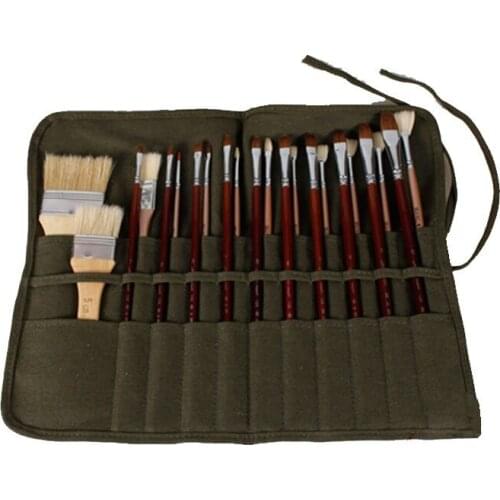 DAINCHOUL 22-Slot Double Layer Canvas Art Pencil Writing Brush Pen Roll Up Storage Wrap Organizer Case Bag Pouch Artist Supplies