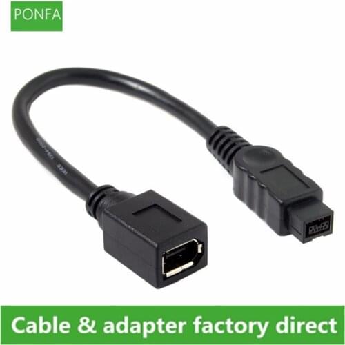 IEEE1394 6PIN Female to 1394b 9PIN male Firewire 400 TO 800 Adapter Cable