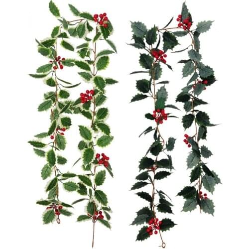Artificial Christmas Cane European and American Wall Hanging Home Decoration Red Berry Soft Cane Simulation Christmas Cane