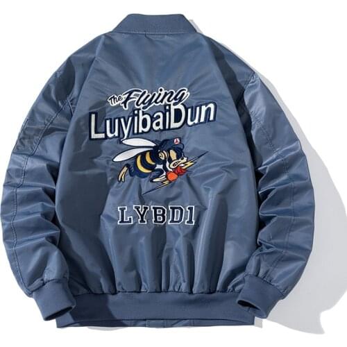 Bomber Pilot Jacket Men Women Animal Embroidery Jacket Bee Retro Hip Hop Coat Streetwear Spring Autumn Windbreaker Youth Casual