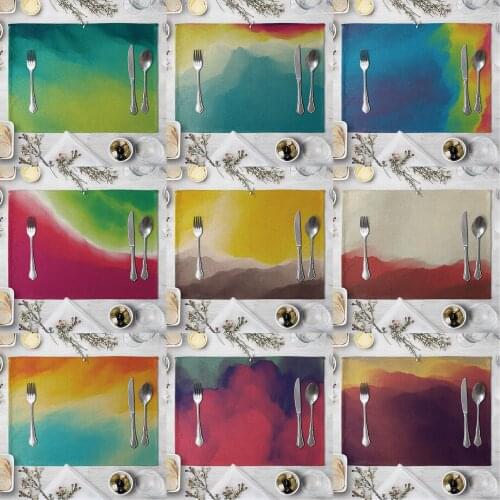 Fashion Print Rectangle Cotton Linen Western Style Table Pad Cut Mats Placemat for Dinner Kitchen Table 40x30cm