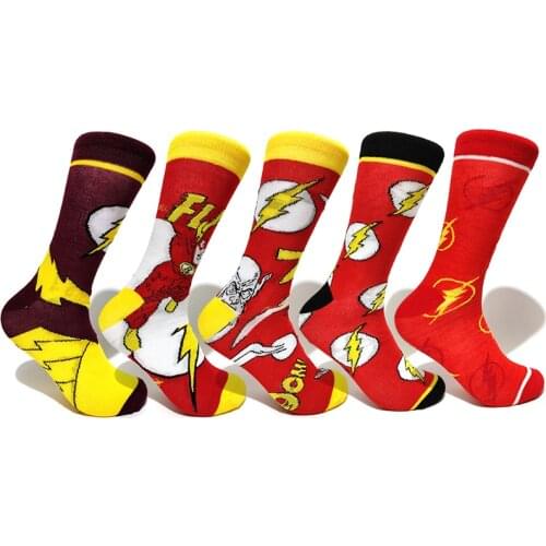5 Pairs/Pack Socks Party Cosplay Men Sock Hero Novel Personality Skateboard Flash Mark