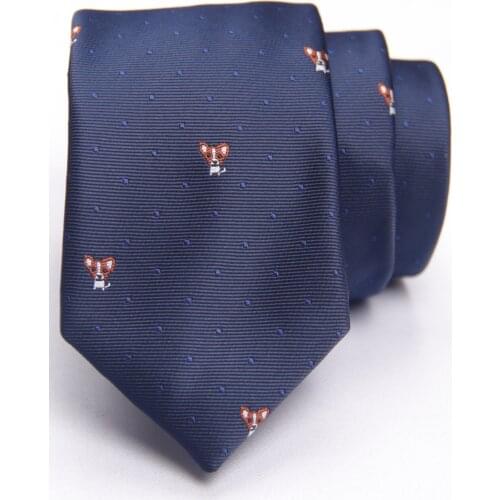 Navy cartoon pattern tie with fashion patterned skinny ties men 2020