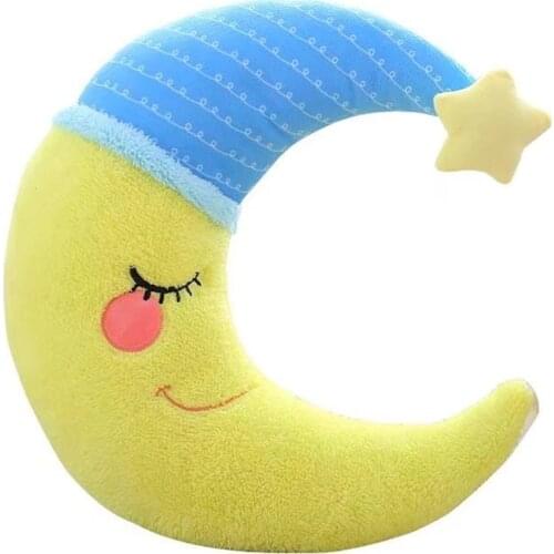 Lovely Stuffed Moon Shape Pillow Soft Colorful Plush Toys for Kids Baby Cushion Nice Sofa Pillow Good Christmas Gift for Girl
