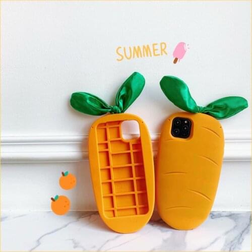 Soft Silicon Gel Capa Coque 3D Carrot Flannel Leaf Soft Rubber Cover For iPhone 6 7 8 Plus Xs XR 11 Pro Max 12 Mini Fundas Case