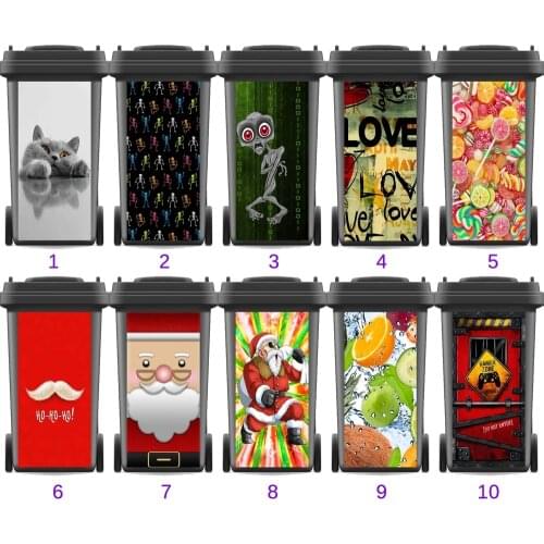 Christmas Gift Adhesive Waterproof Festival Sticker Decals Renew Rubbish bin trash can Cover sticker Ktichen 120liter 240liter