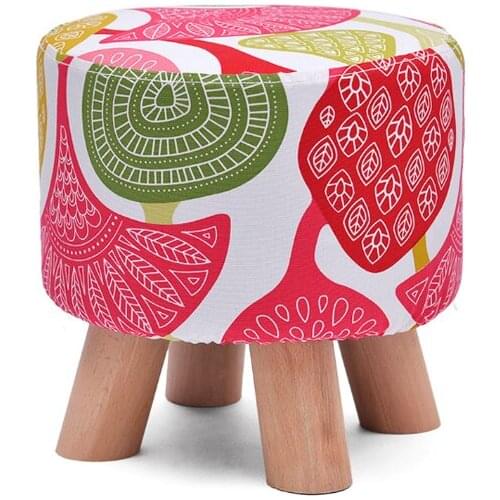 Solid Wood Low Stool Household Change Shoe Bench Washable Cloth Seat Footrest Living Room Sofa Stool Simple Stable Kids Stool