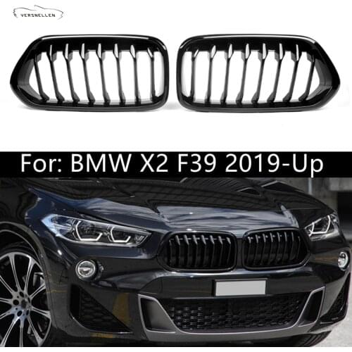 Front Bumper Kidney Grill for BMW X2 F39 2019-Up Car Refit Bumper Front Grills M Sport One Line Single Slat ABS & Carbon Fiber