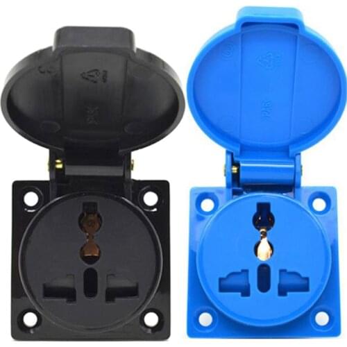 Black Blue Industry Waterproof Outlet 10A 13A 16A 20A panel Receptacle Germany France Switzerland Italy Russia UK US EU Socket