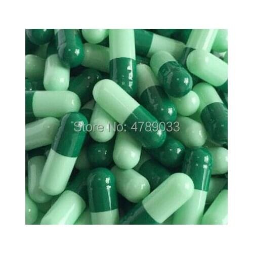 1000pcs/pack Size 0# Green Colour Empty Capsules,Hollow Gelatin Capsules Shell,Separated Capsules