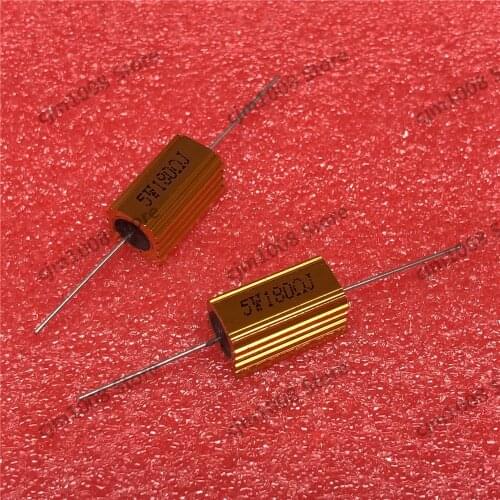 RX24-5W 180R 180RJ Power Metal Shell Case Gold Aluminium Case Wirewound Resistor 5W 180ohm 5% Automobile LED lamp resistors