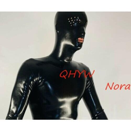 Sexy Exotic Sexy Handmade Customize Men Male Latex Catsuit with Hood&Gloves&Socks Zentai Cekc Fetish Bodysuits back Zip