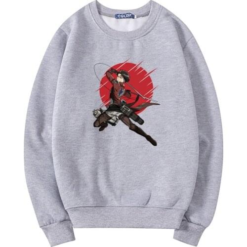 Hot Sale Attack on Titan Sweatshirt Anime Captain Levi Printed Long Sleeve Casual Men Harajuku Tops Hoody Casual Fashion