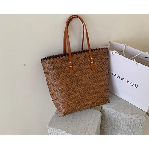 Bohemia Rattan Large Capacity Tote Bags For Women Designer Wicker Woven Handbags Female Summer Beach Straw Basket Shoulder Bags