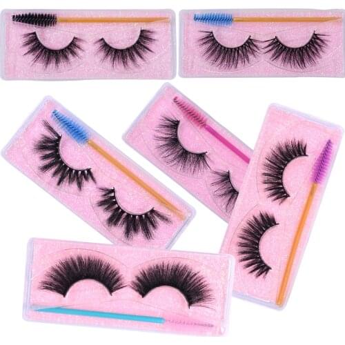 Newest Natural 3D Cruelty Free Vegan 8D Eyelashes with Lash Spoolie Fluffy Wispie False Clis Fake Strip Lashes