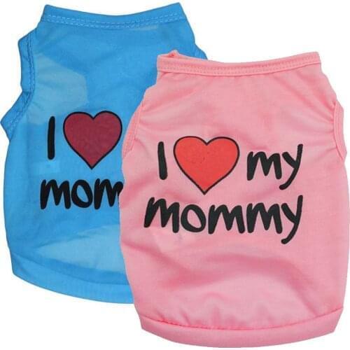 Spring and Summer Pet Puppy Clothes Cute Fresh Printing Love Shirt Love Mommy T-shirt Breathable Vest Puppy Dog Clothing