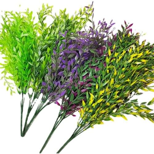 7 Fork 50cm Simulated Plastic Willow and Rattan Decoration Hanging Willow Leaf Artificial Green Plant Home Hanging Basket Decor