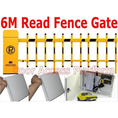 Fence Gate Arm Park System Parking Barrier gate kit for Vehicle Entry+Exit Automatic 6 Meter read card UHF RFID ABS tag+Sticker