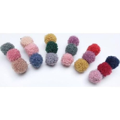 Boutique 30pcs Fashion Cute Pom Pom Bow Hairpins Solid Candy Color Balls Hair Clips Princess Headwear Hair Accessories