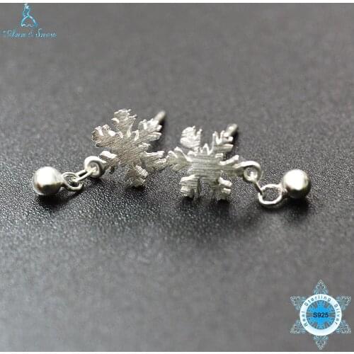 Ann & Snow Luxury 925 Sterling Silver Snow Flower Stud Earrings with Pure Silver Round Ball Women Birthday Gift For Women