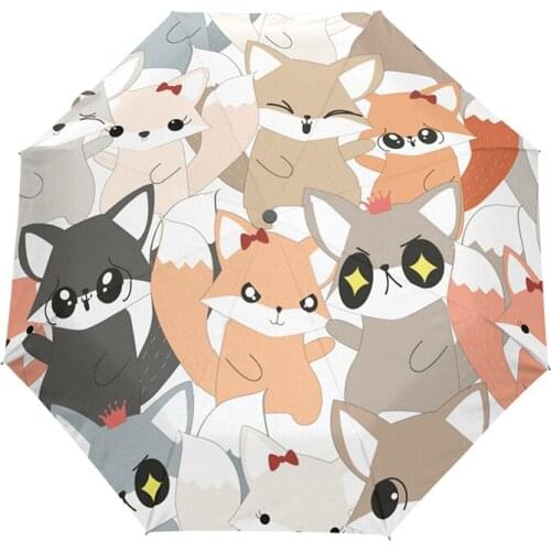 Fox Automatic Folding Umbrella Rain Women Strong 8K Waterproof Anti UV Sun Umbrellas Brand Paraguas Girls Guarda Chuva Female